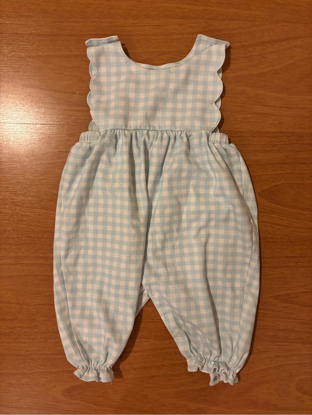 James & Lottie Light Blue Gingham Baby Romper
